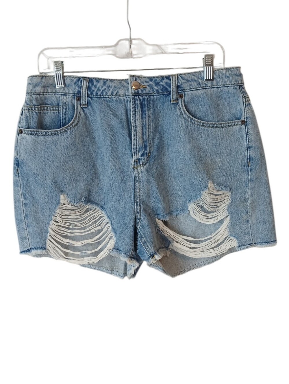Fashion Nova Distressed Denim Shorts - Light Blue Size 11 NWT